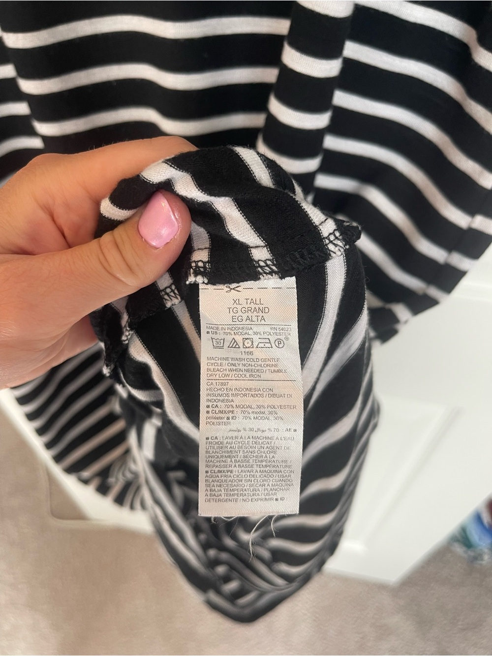 Old Navy Black and White Striped Midi Tee Dress - Picture 6 of 7